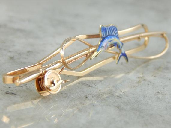 Enameled Swordfish Tie Clip