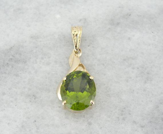 Olive Green Peridot Gold Pendant