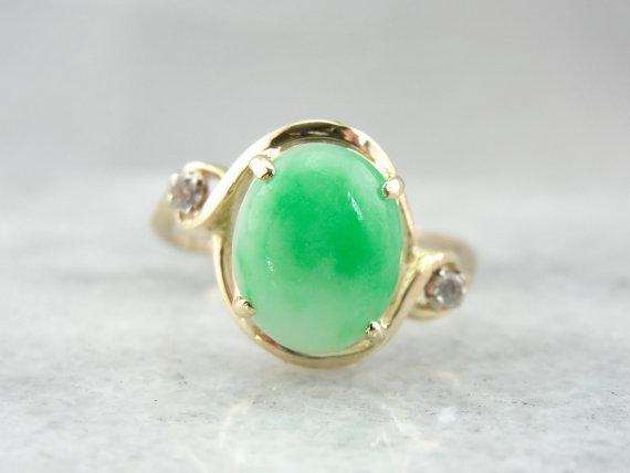 Ladies Jadeite and Diamond Cocktail Ring