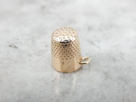 Classic Thimble Gold Charm or Pendant