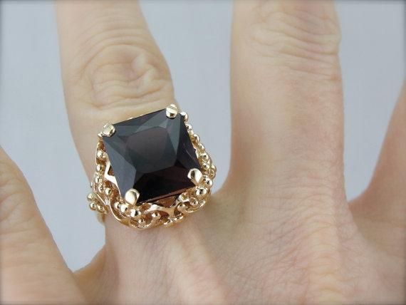 Exceptionally Fine, Red Spinel and Bold Filigree Cocktail Ring