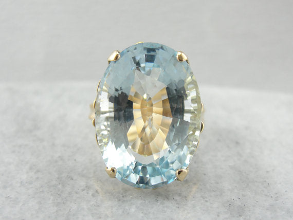 Glittering Pale Blue Aquamarine Cocktail Ring