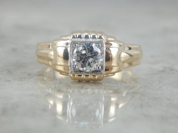 Retro Diamond Engagement Ring