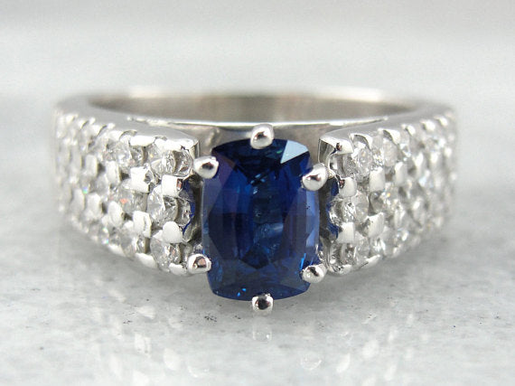 Luxurious Sapphire, Platinum and Diamond Ring