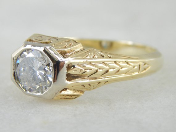 Antique 1930s Art Deco Solid 18K White Gold & OEC Diamond Estate Dinne –  Olde Towne Jewelers