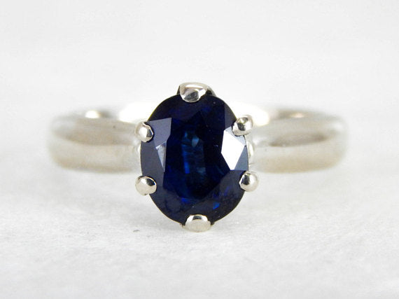 Ceylon Sapphire Solitaire White Gold Engagement Ring