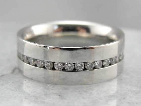 Platinum &amp; Diamond Eternity Band, Modernist Minimalist