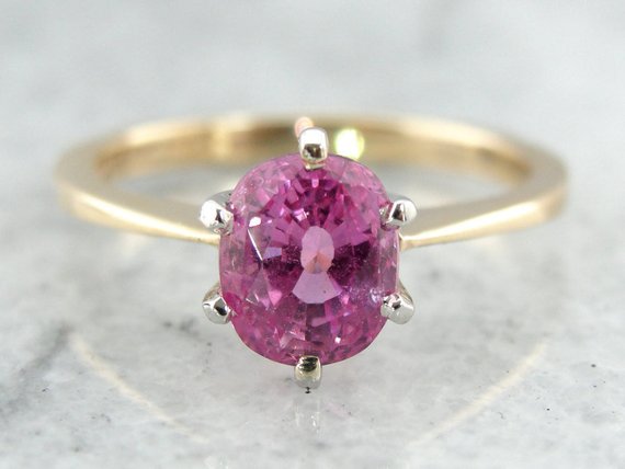 Pink Sapphire in Vintage Solitaire Mounting, Engagement Ring - Market ...