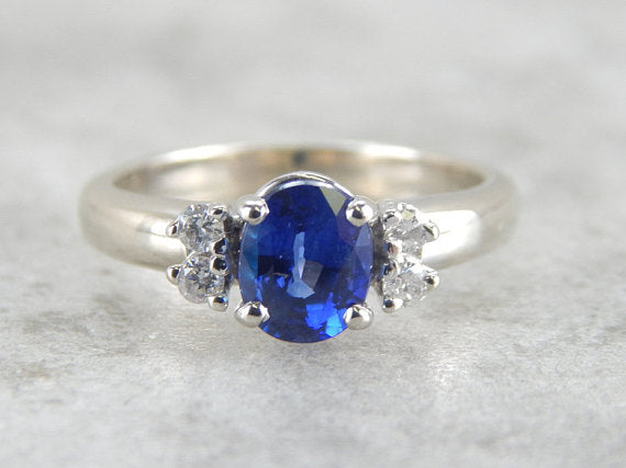 Perfect Color, Sapphire and Diamond Engagement Rin