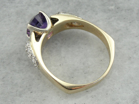 Our Finest Plum Sapphire, European Style Statement Ring with Diamond Accents