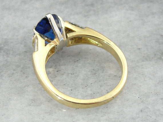 Modern Sapphire Engagement Ring with Channel Set Diamonds