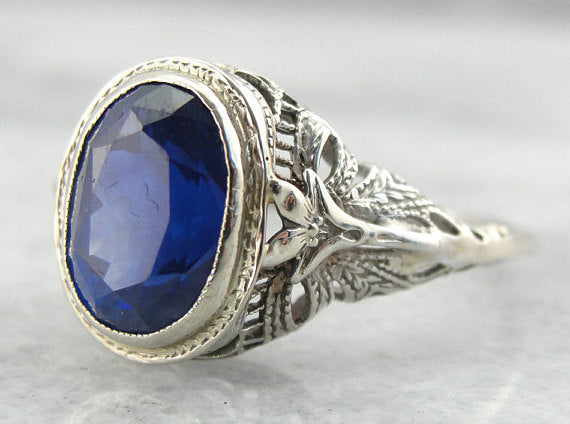 Antique cornflower blue on sale sapphire ring