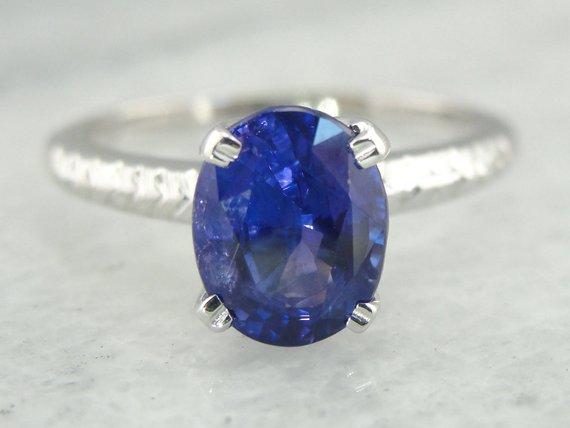 Vibrant Ceylon Sapphire Engagement Ring