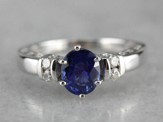 Sapphire and Diamond Engagement Ring