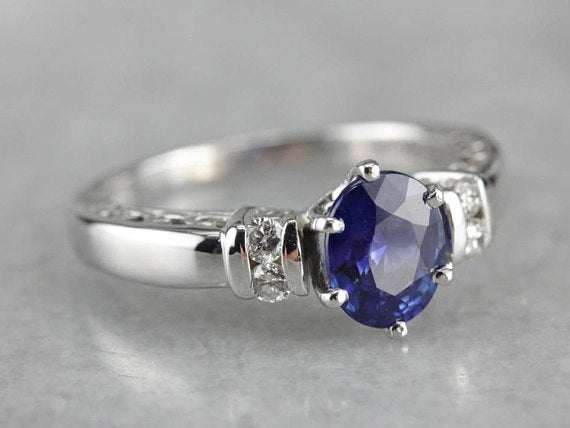 Sapphire and Diamond Engagement Ring