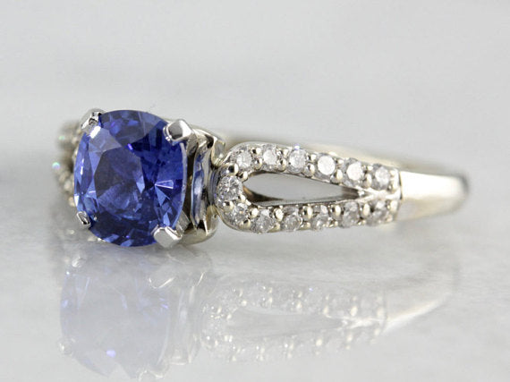 Contemporary Sapphire and Diamond Engagement Ring