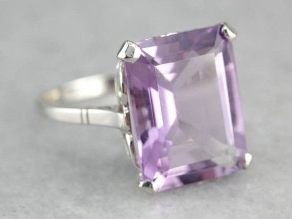 Amethyst Cocktail Ring in White Gold