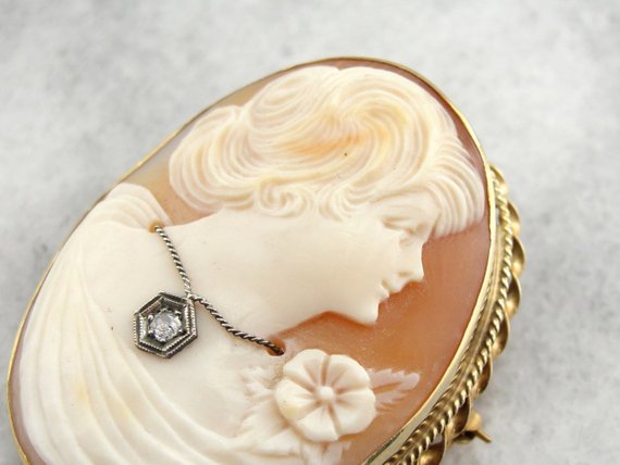 Buy Antique 14K White Gold Habille Diamond Lady Cameo Ornate Filigree Ring  6.25/ Habille Cameo Ring/good Gift/cameo Jewelry/diamond Necklace Online in  India - Etsy