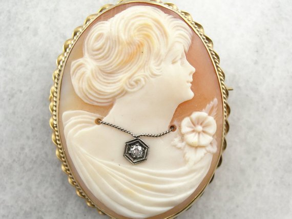 Gorgeous Gibson Girl Cameo with Diamond