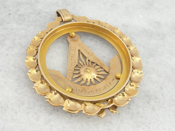 Large Antique Masonic Medal Gold Pendant