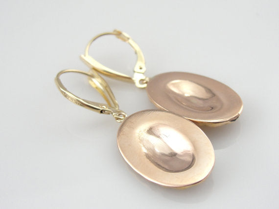 Upcycled Victorian Oval Gold Drop Earrings