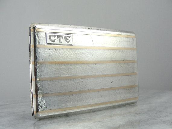 Art Deco Sterling Silver and Gold Cigarette Case