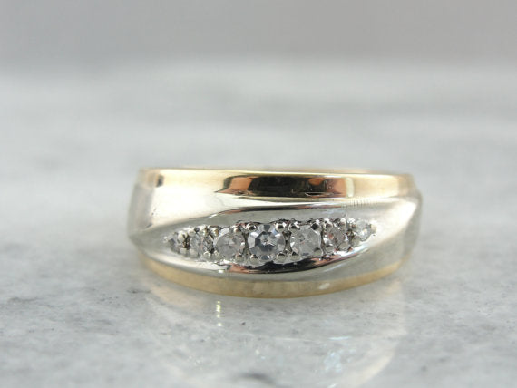 Vintage Gold and Diamond Wedding Band