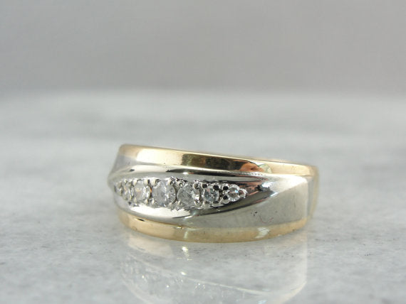 Vintage Gold and Diamond Wedding Band