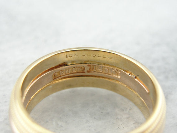 Vintage Jabel Two Toned Yellow and Rose Gold Wedding Band