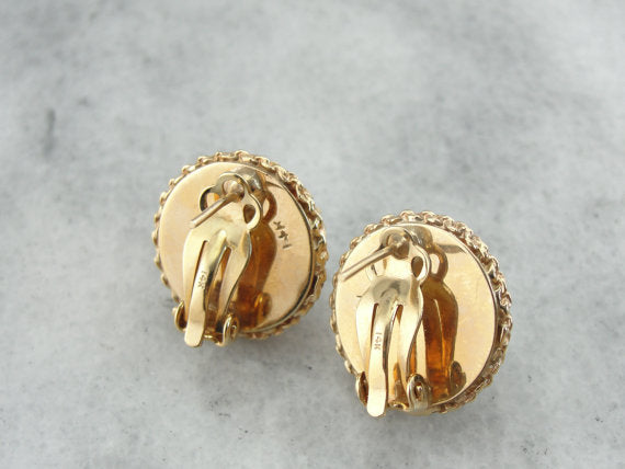 Bold and Beautiful Mabe Pearl Earrings in Fine Gold