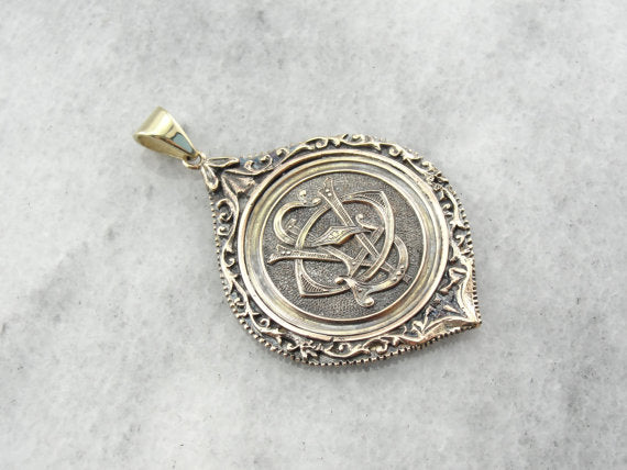 Victorian Rose Gold Pendant Fob with Ornate Monogram