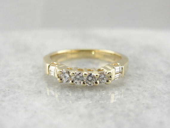 Diamond and Yellow Gold Wedding Band