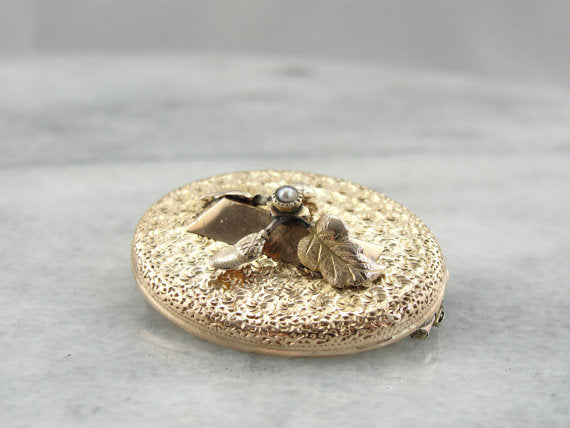 Leaf sold and Grey Pearl Acorn Pin