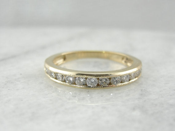 Diamond Unisex Wedding Band in Yellow Gold