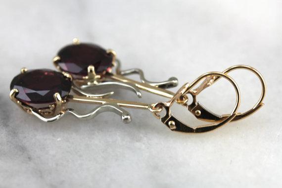 Modernist Motifs: Merlot Garnet Drop Earrings