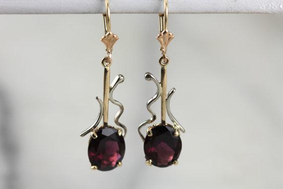 Modernist Motifs: Merlot Garnet Drop Earrings