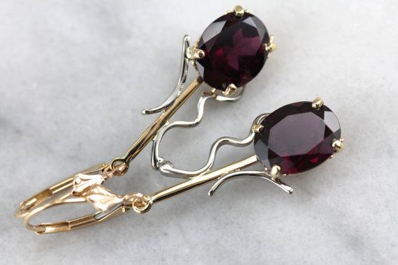 Modernist Motifs: Merlot Garnet Drop Earrings