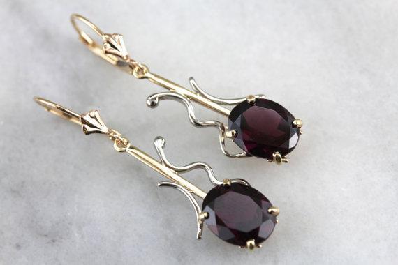 Modernist Motifs: Merlot Garnet Drop Earrings