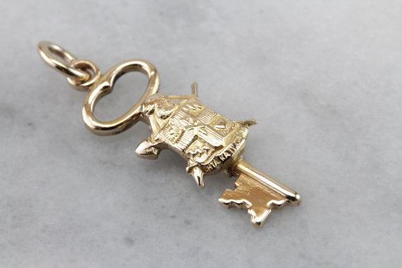 Detailed Sorority or Fraternity Crest Key Pendant or Charm