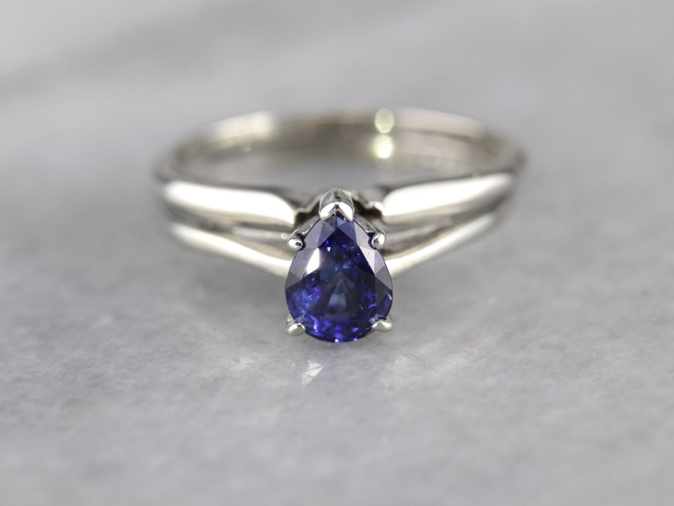 Pear Cut Sapphire Solitaire Engagement Ring