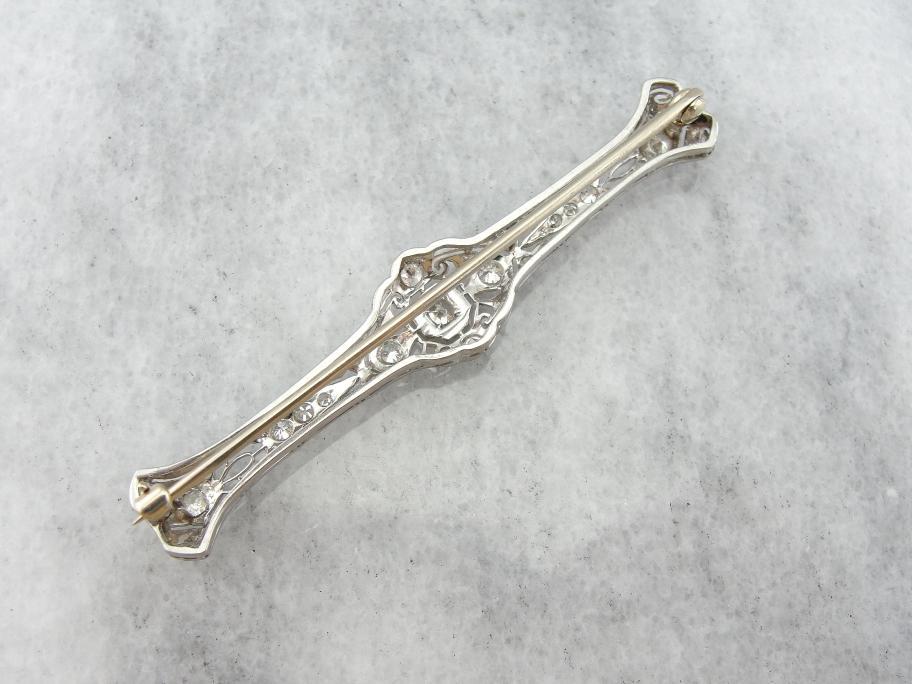 Edwardian Platinum and Diamond Bar Pin