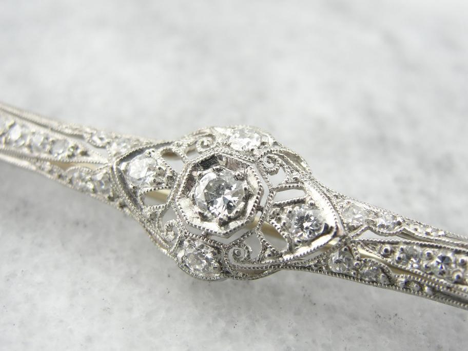 Edwardian Platinum and Diamond Bar Pin