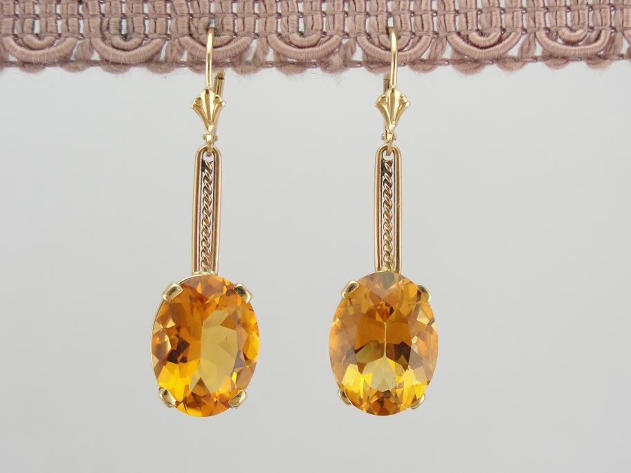 Beautiful Rose Gold and Citrine Substantial Drop Earrings