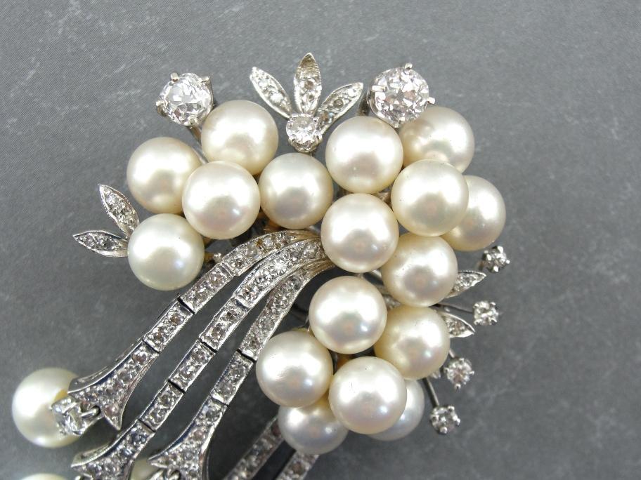 Pearl and diamond brooch deals