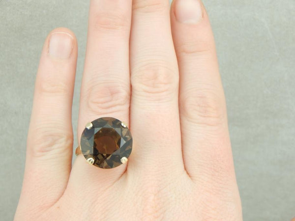 Vintage Vendome Smoky Quartz Cocktail Ring top Sizes 5-7