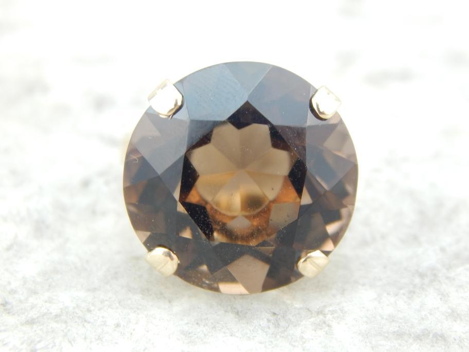 Smoky Quartz and Vintage Gold Bauble Ring