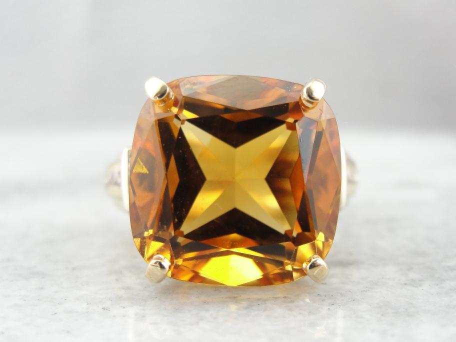 Gorgeous Contemporary Fancy Cut Citrine Cocktail Ring