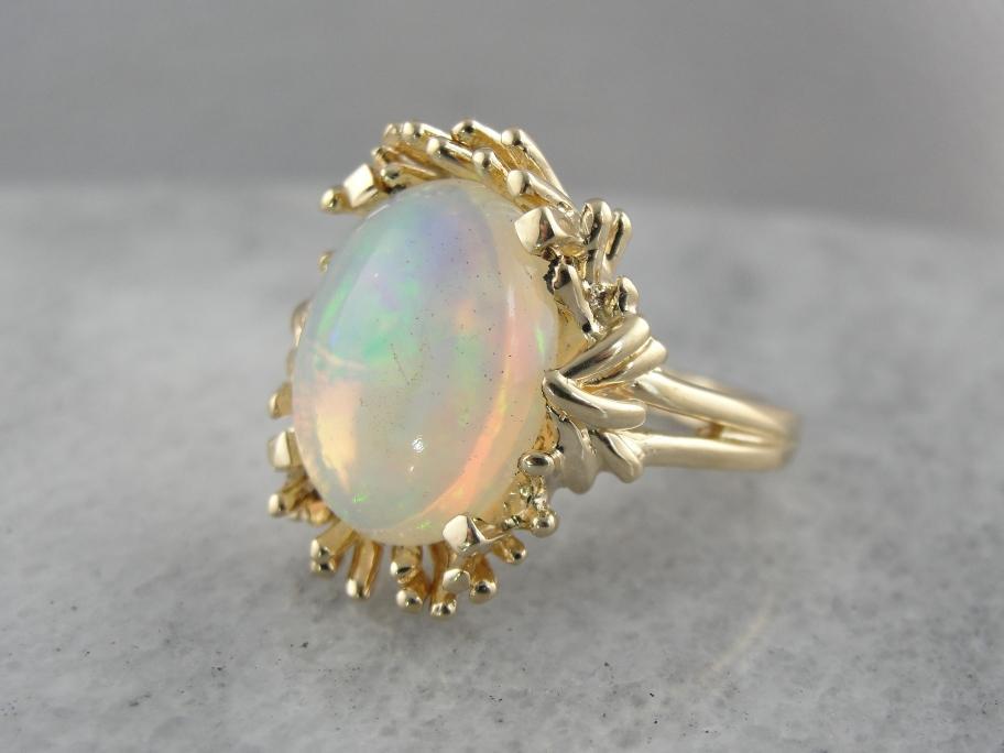 Flowing and Swirling Vintage Opal Cocktail Ring