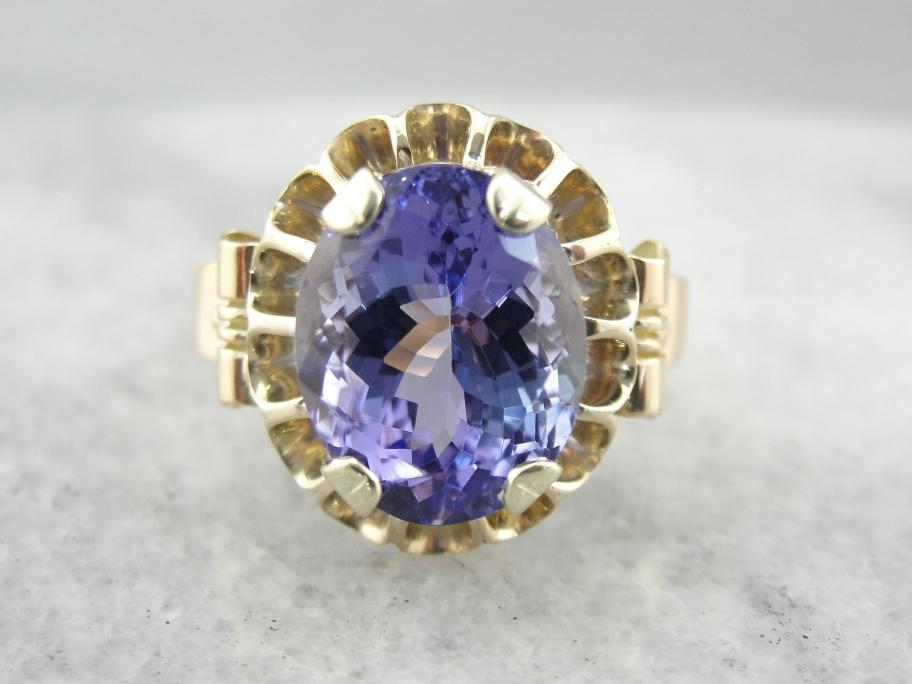 Victorian Revival Cocktail Ring with Fine Tanzanite Gemstone