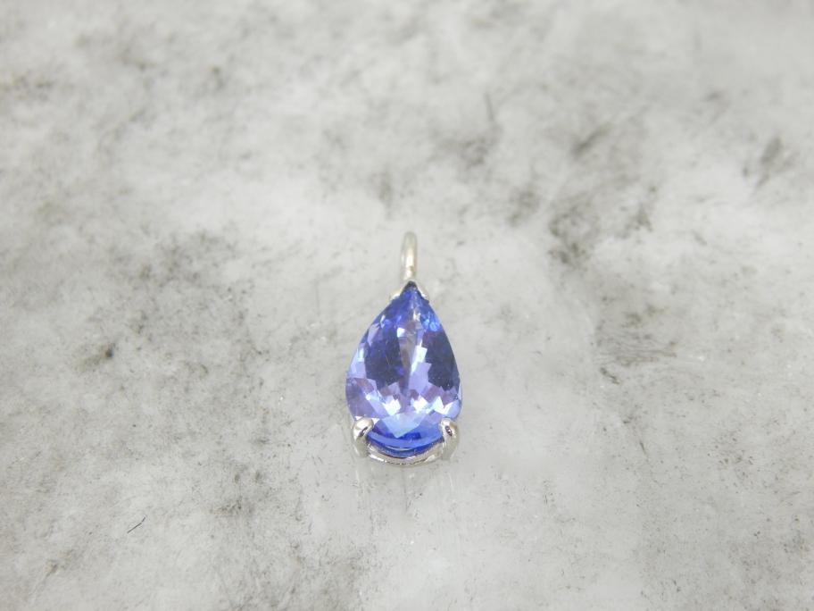 Tanzanite and White Gold Pear Cut Pendant